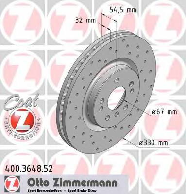 ZIMMERMANN 400.3648.52 Тормозной диск