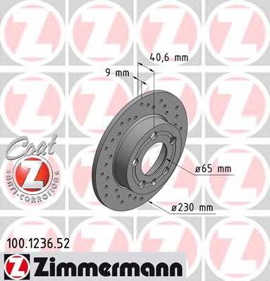 ZIMMERMANN 100.1236.52 Тормозной диск