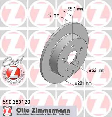 ZIMMERMANN 590.2801.20 Тормозной диск