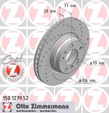 ZIMMERMANN 150.1279.52 Гальмівний диск