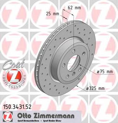 ZIMMERMANN 150.3431.52 Тормозной диск