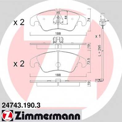 ZIMMERMANN 24743.190.3 Комплект гальмівних колодок,