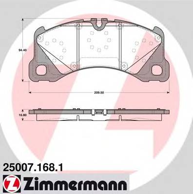 ZIMMERMANN 25007.168.1 Комплект тормозных колодок,