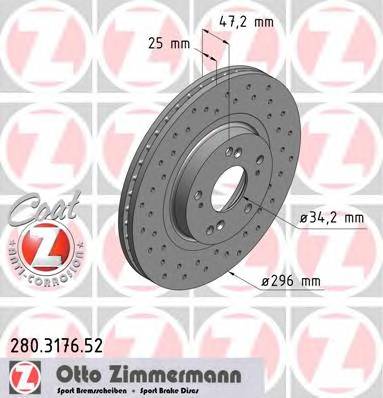 ZIMMERMANN 280.3176.52 Гальмівний диск