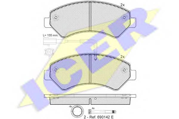 ICER 141836-203 Комплект гальмівних колодок,