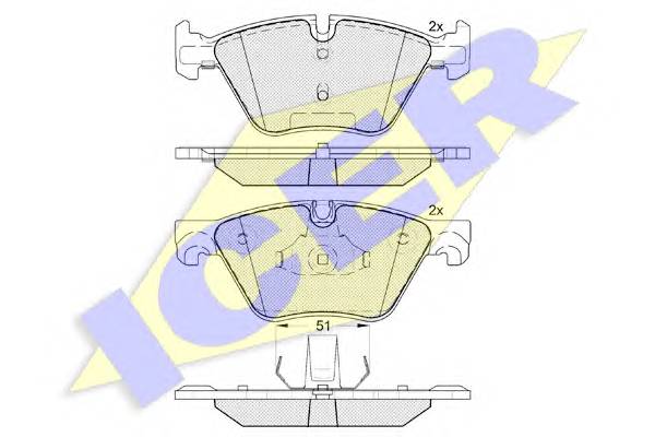 ICER 182002 Комплект тормозных колодок,