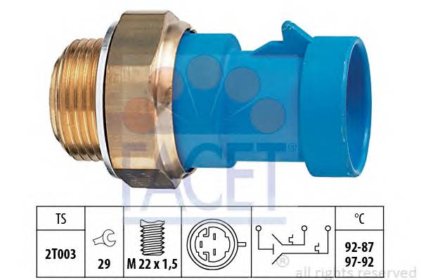 FACET 7.5681 Термивимикач, вентилятор радіатора