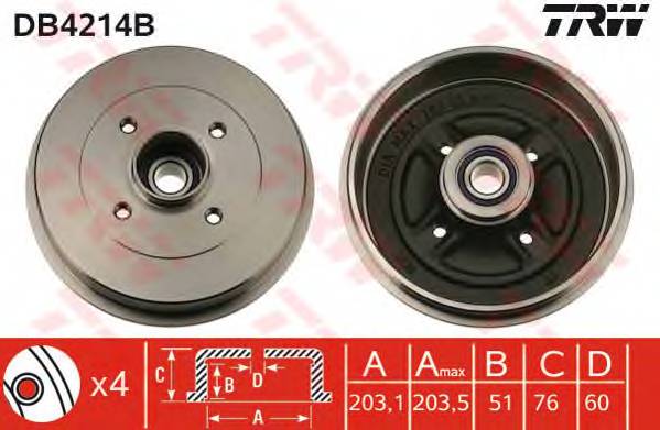 TRW DB4214B Тормозной барабан