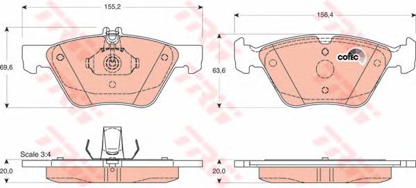 TRW GDB1215 Комплект гальмівних колодок,