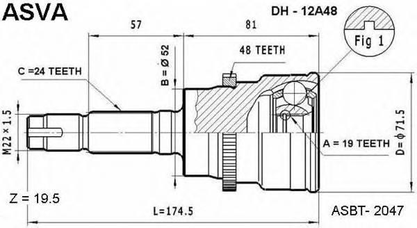 ASVA DH12A48 ØÐÓÑ ÍÀÐÓÆÍÛÉ 19x52.1x24