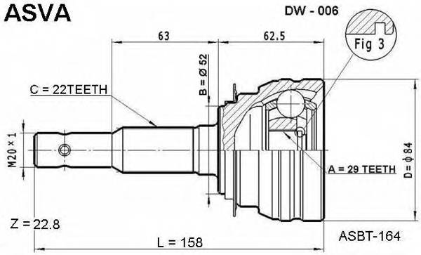 ASVA DW006 ØÐÓÑ ÍÀÐÓÆÍÛÉ 29X52X22