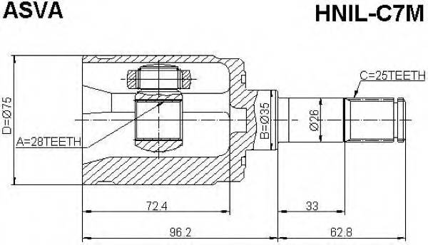 ASVA HNILC7M ШРУС ВНУТРІШНІЙ ЛІВИЙ