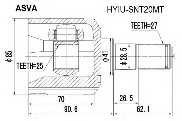 ASVA HYIUSNT20MT ØÐÓÑ ÂÍÓÒÐÅÍÍÈÉ 25x41x27