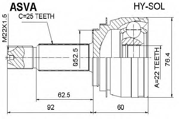 ASVA HYSOL ØÐÓÑ ÍÀÐÓÆÍÛÉ 25x55x22