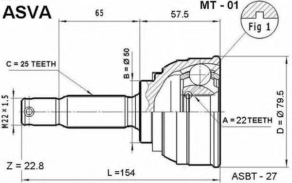 ASVA MT01 ØÐÓÑ ÍÀÐÓÆÍÛÉ 22x50x25