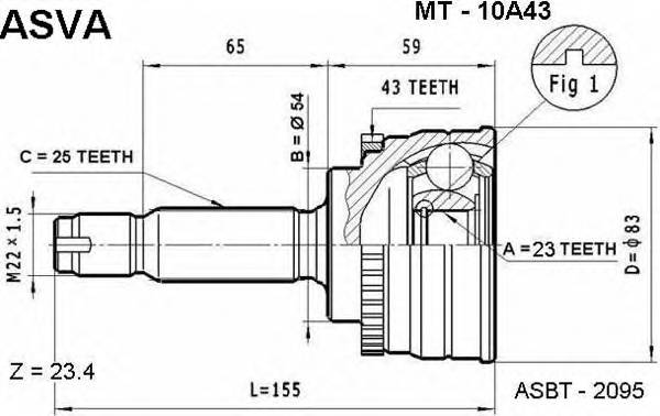 ASVA MT10A43 ØÐÓÑ ÍÀÐÓÆÍÛÉ 23X54X25