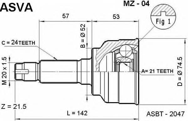 ASVA MZ04 ØÐÓÑ ÍÀÐÓÆÍÒÉ 21X52X24