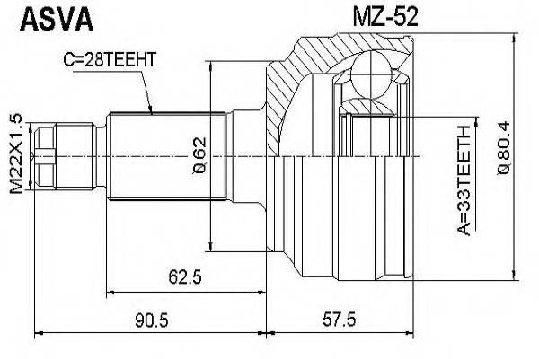 ASVA MZ52 ØÐÓÑ ÍÀÐÓÆÍÛÉ 28x62x33