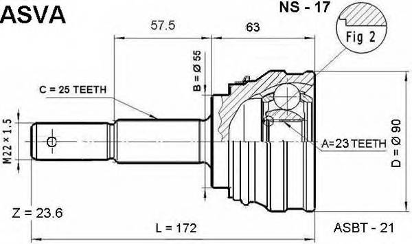 ASVA NS17 ØÐÓÑ ÍÀÐÓÆÍÛÉ 23x55x25