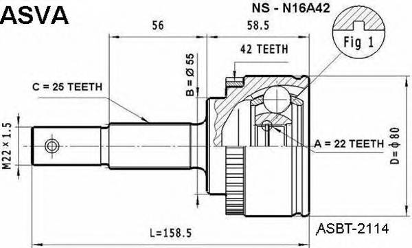 ASVA NSN16A42 ØÐÓÑ ÍÀÐÓÆÍÛÉ 22x55x25