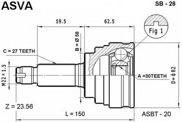 ASVA SB26 ШРУС НАРУЖНЫЙ 30x56x27