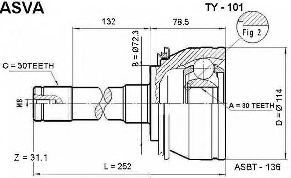 ASVA TY101 ØÐÓÑ ÍÀÐÓÆÍÒÉ 30X72.3X30