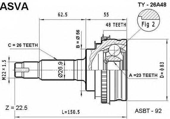 ASVA TY26A48 ØÐÓÑ ÍÀÐÓÆÍÛÉ 23x56x26