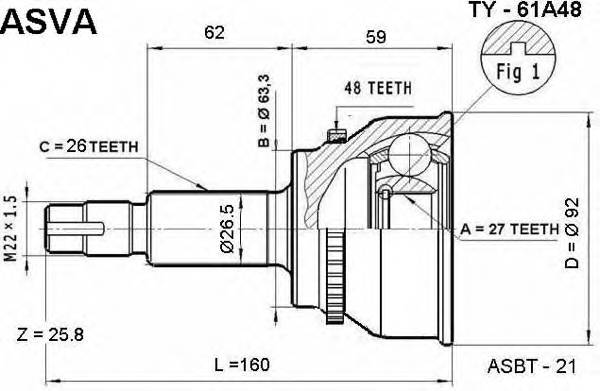 ASVA TY61A48 ØÐÓÑ ÍÀÐÓÆÍÛÉ 27X63.3X26