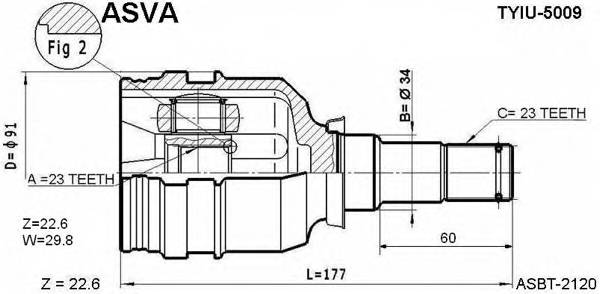 ASVA TYIU5009 ШРУС ВНУТРЕННИЙ 23x34x23