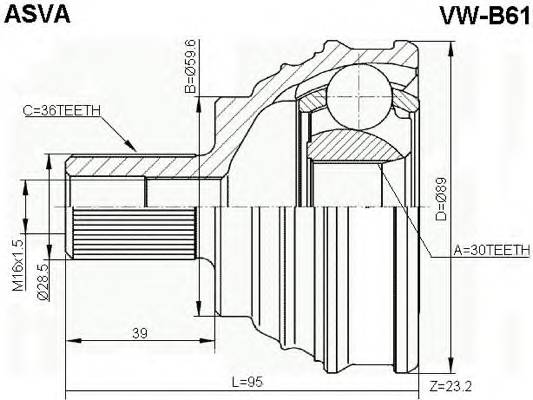 ASVA VWB61 ØÐÓÑ ÍÀÐÓÆÍÒÉ 30x59,