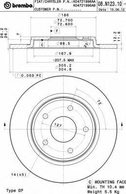 BREMBO 08.N123.11 Гальмівний диск