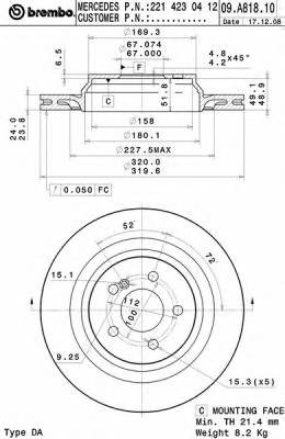 BREMBO 09.A818.11 Тормозной диск