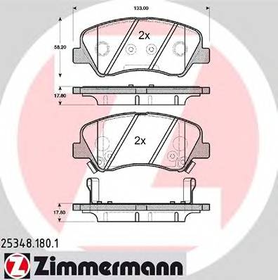 ZIMMERMANN 25348.180.1 Комплект гальмівних колодок,