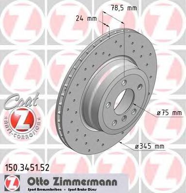 ZIMMERMANN 150.3451.52 Гальмівний диск