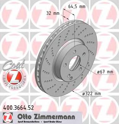 ZIMMERMANN 400.3664.52 Гальмівний диск