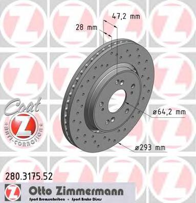 ZIMMERMANN 280.3175.52 Тормозной диск