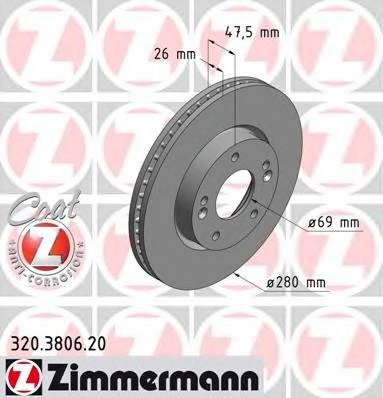 ZIMMERMANN 320.3806.20 Гальмівний диск