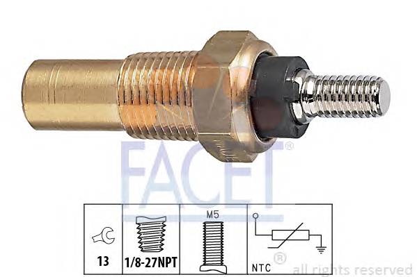 FACET 7.3124 Датчик, температура масла;