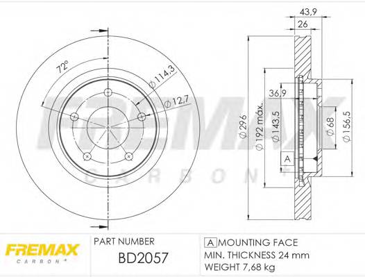 FREMAX BD-2057 Гальмівний диск