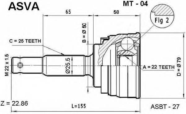 ASVA MT04 ØÐÓÑ ÍÀÐÓÆÍÛÉ 22x50x25