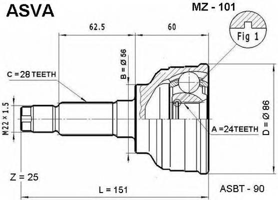 ASVA MZ101 ØÐÓÑ ÍÀÐÓÆÍÛÉ 24X56X28