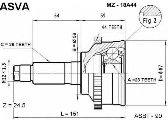 ASVA MZ18A44 ØÐÓÑ ÍÀÐÓÆÍÛÉ 23x56x28