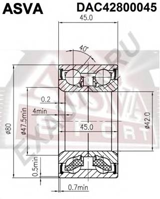 ASVA DAC42800045 ПІДШИПНИК СТУПИЧНИЙ ПЕРЕДНІЙ