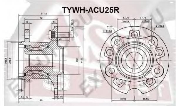 ASVA TYWHACU25R СТУПИЦА ЗАДНЯЯ (RX300