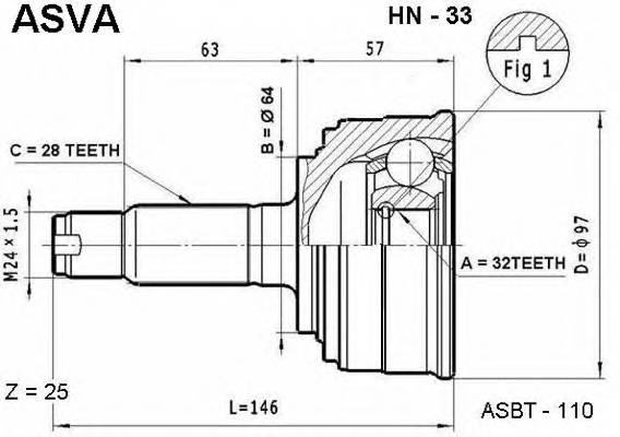 ASVA HN33 ØÐÓÑ ÍÀÐÓÆÍÒÉ 32x64x28