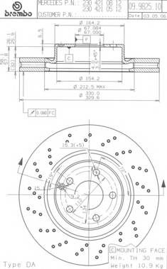 BREMBO 09.9825.11 Гальмівний диск