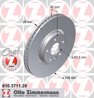 ZIMMERMANN 610.3711.20 Гальмівний диск