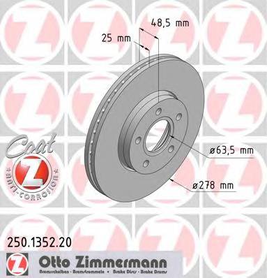ZIMMERMANN 250.1352.20 Тормозной диск