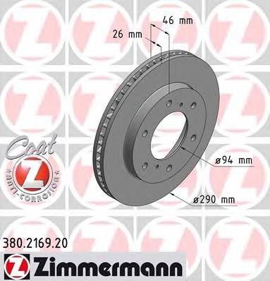 ZIMMERMANN 380.2169.20 Гальмівний диск