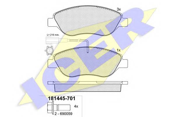 ICER 181445-701 Комплект тормозных колодок,